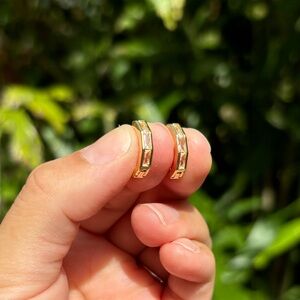 18K Gold Plated Stainless Steel Diamond Hoop Earrings